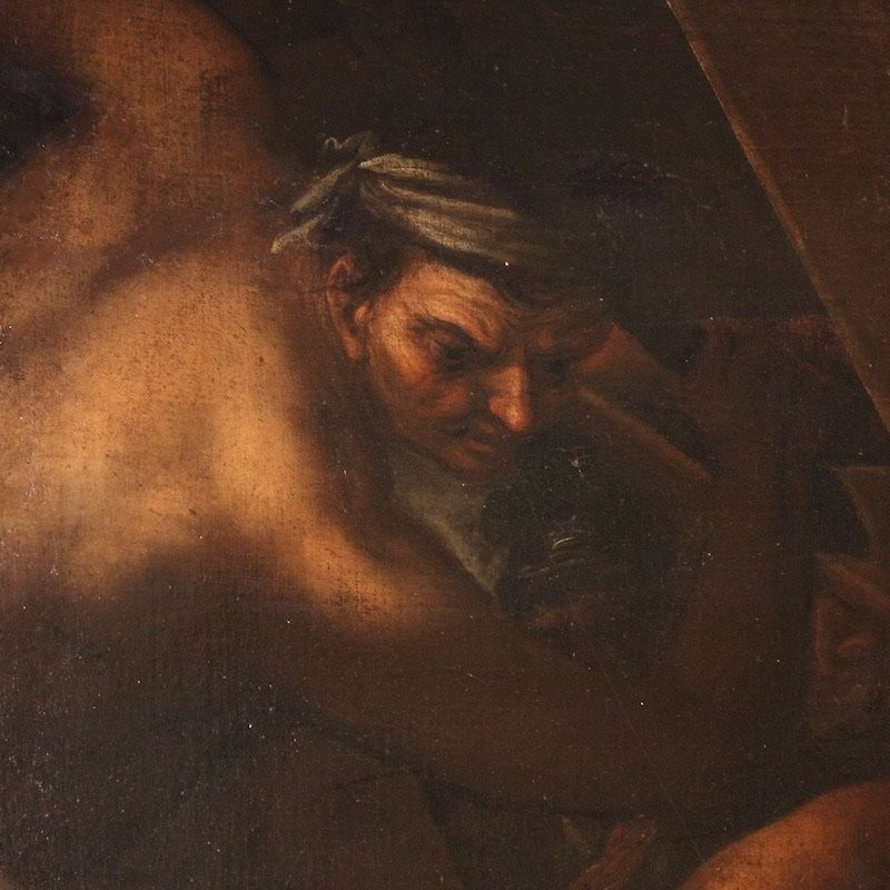 Antico dipinto italiano Via Crucis del XVII secolo-photo-5