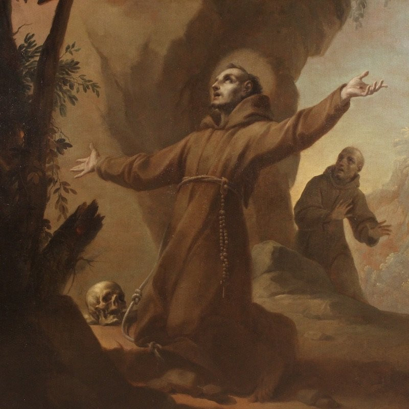 Grande quadro italiano del XVIII secolo, estasi di San Francesco d’Assisi-photo-4
