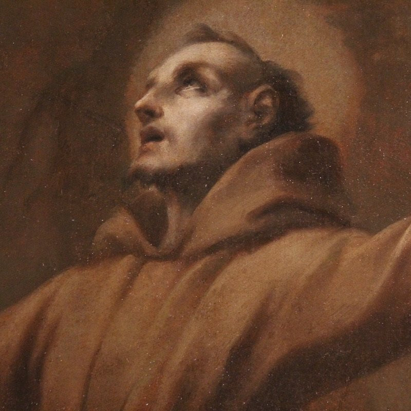 Grande quadro italiano del XVIII secolo, estasi di San Francesco d’Assisi-photo-1