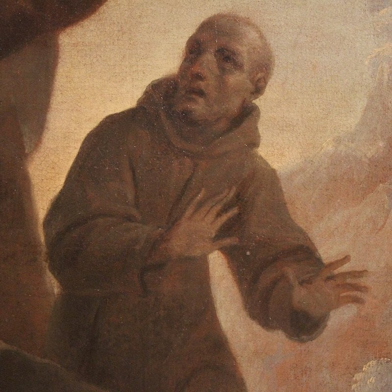 Grande quadro italiano del XVIII secolo, estasi di San Francesco d’Assisi-photo-2