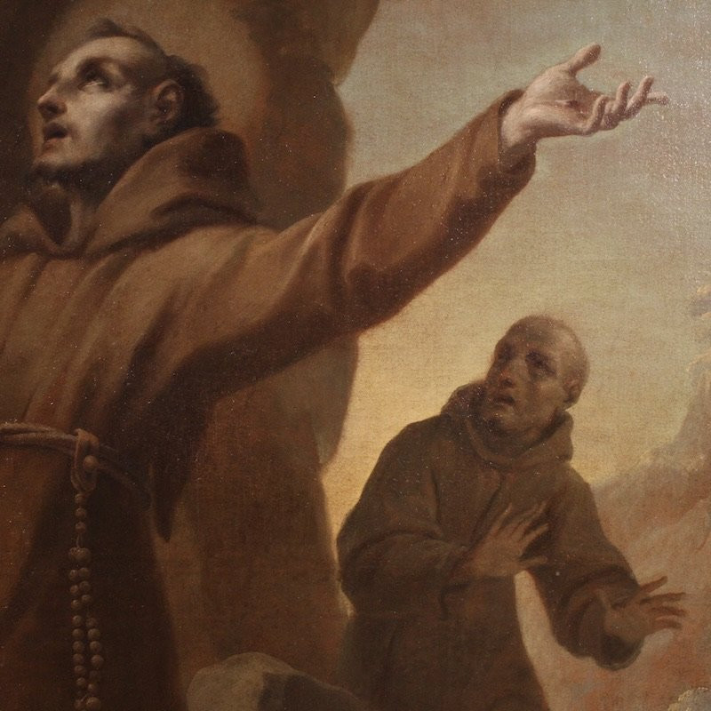 Grande quadro italiano del XVIII secolo, estasi di San Francesco d’Assisi-photo-7