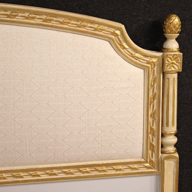 Letto matrimoniale laccato e dorato in stile Luigi XVI-photo-6