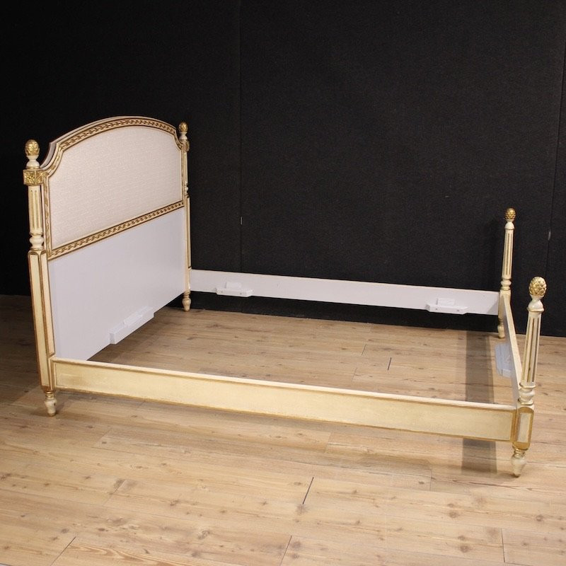 Letto matrimoniale laccato e dorato in stile Luigi XVI-photo-8