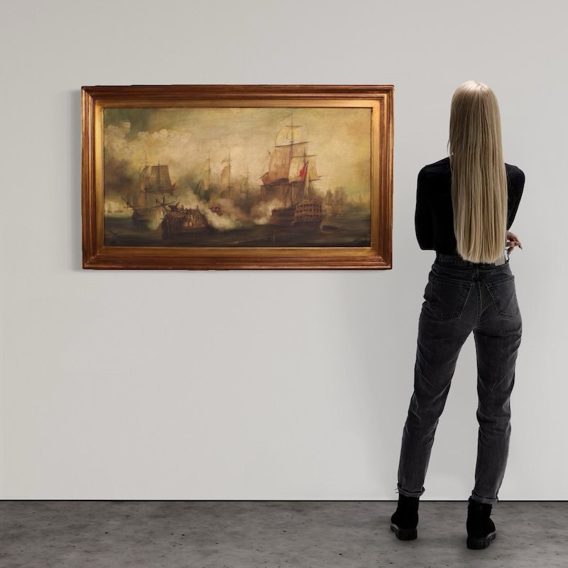 Dipinto francese marina Battaglia di Trafalgar del XX secolo-photo-2