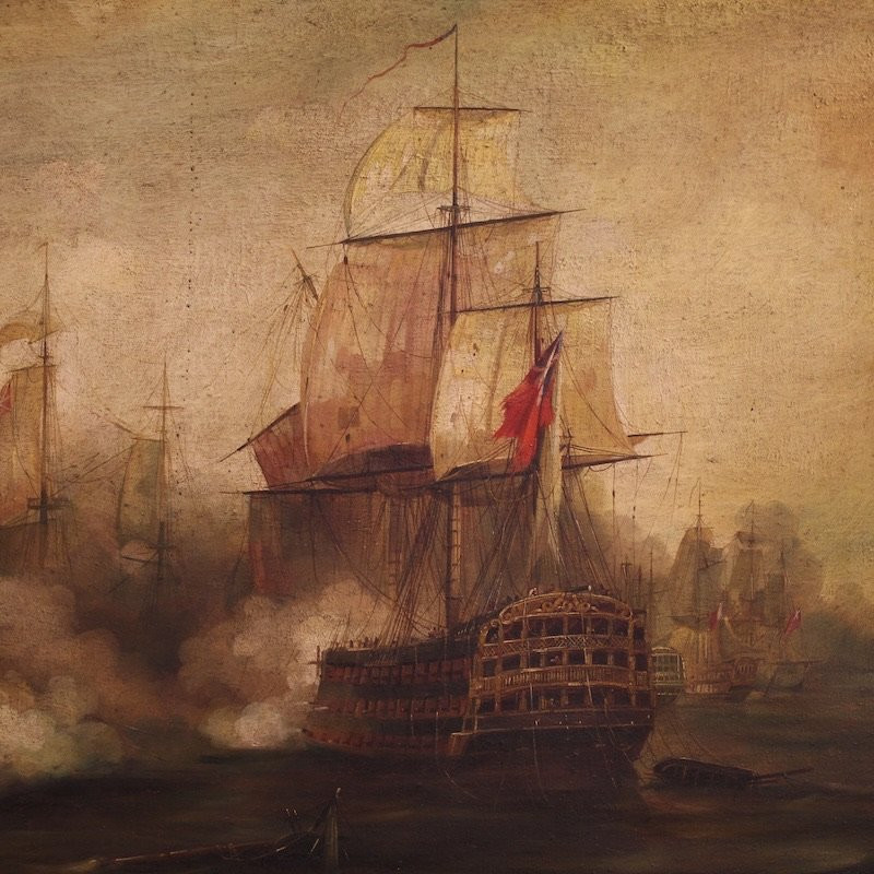 Dipinto francese marina Battaglia di Trafalgar del XX secolo-photo-3