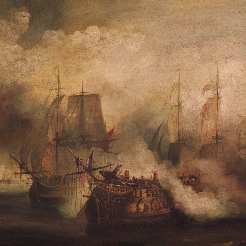 Dipinto francese marina Battaglia di Trafalgar del XX secolo-photo-4