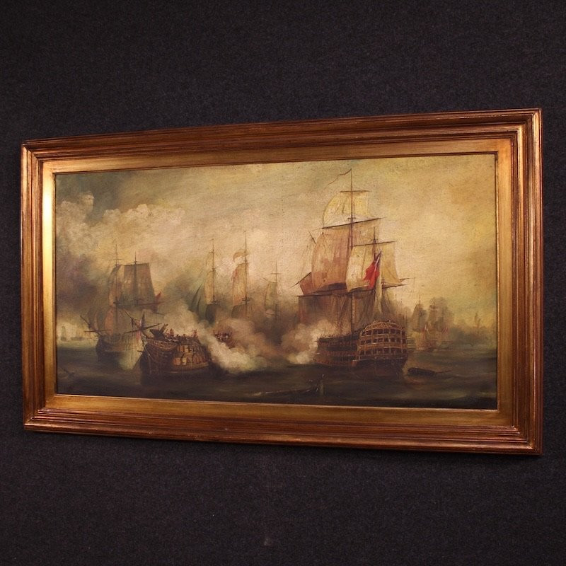 Dipinto francese marina Battaglia di Trafalgar del XX secolo-photo-8