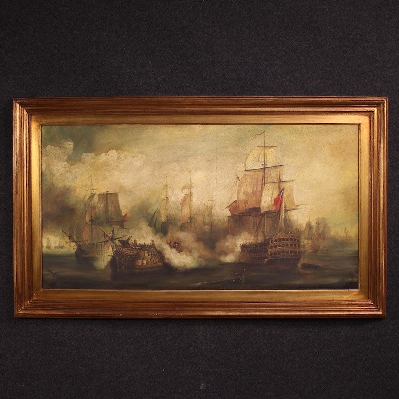 Dipinto francese marina Battaglia di Trafalgar del XX secolo
