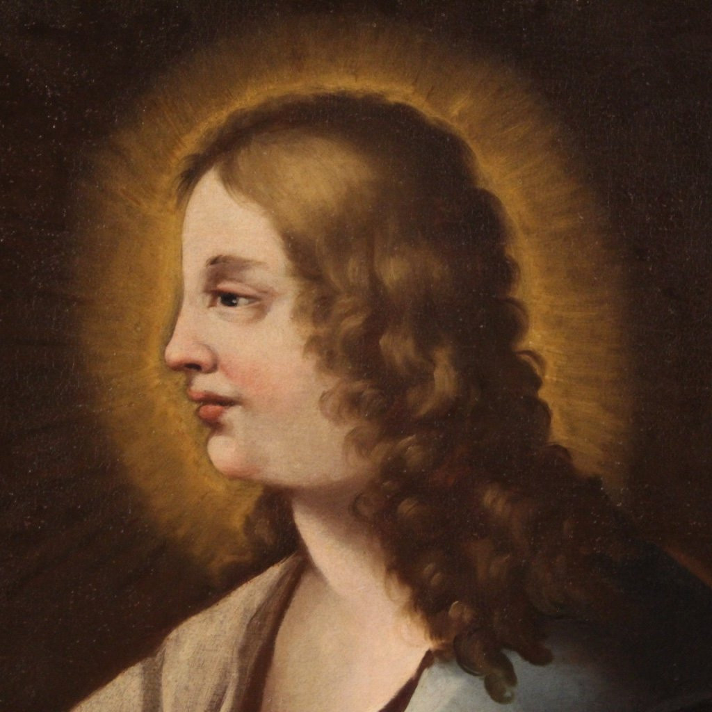 Antico dipinto italiano Santo del XVIII secolo-photo-4