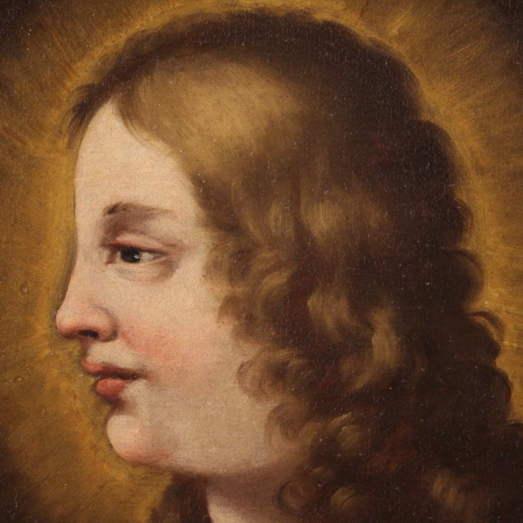 Antico dipinto italiano Santo del XVIII secolo-photo-2