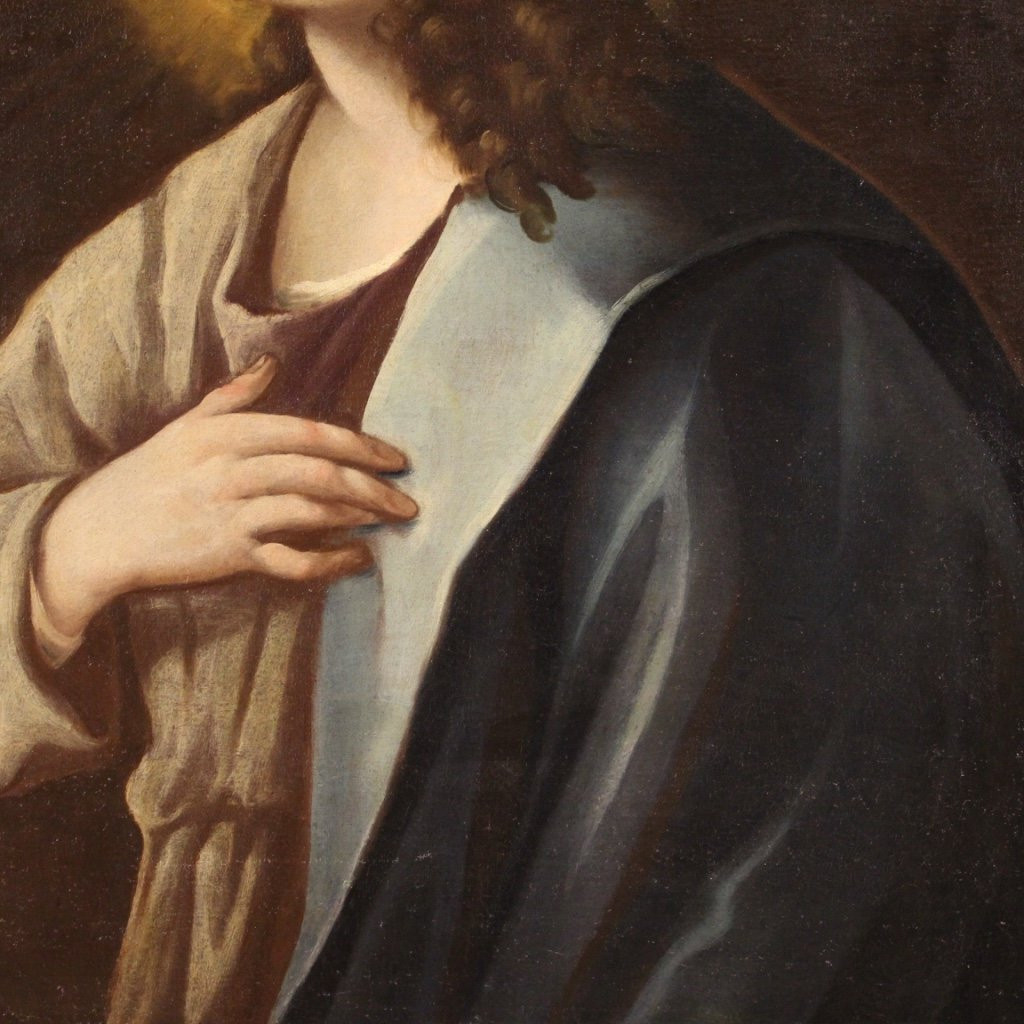 Antico dipinto italiano Santo del XVIII secolo-photo-5