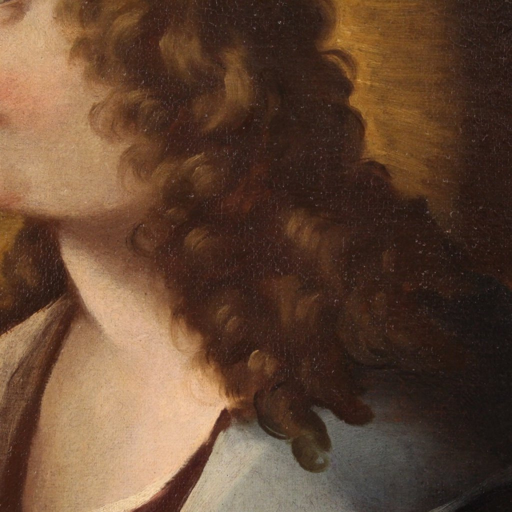 Antico dipinto italiano Santo del XVIII secolo-photo-6