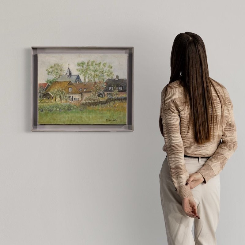 Dipinto olandese veduta di case in stile impressionista-photo-2