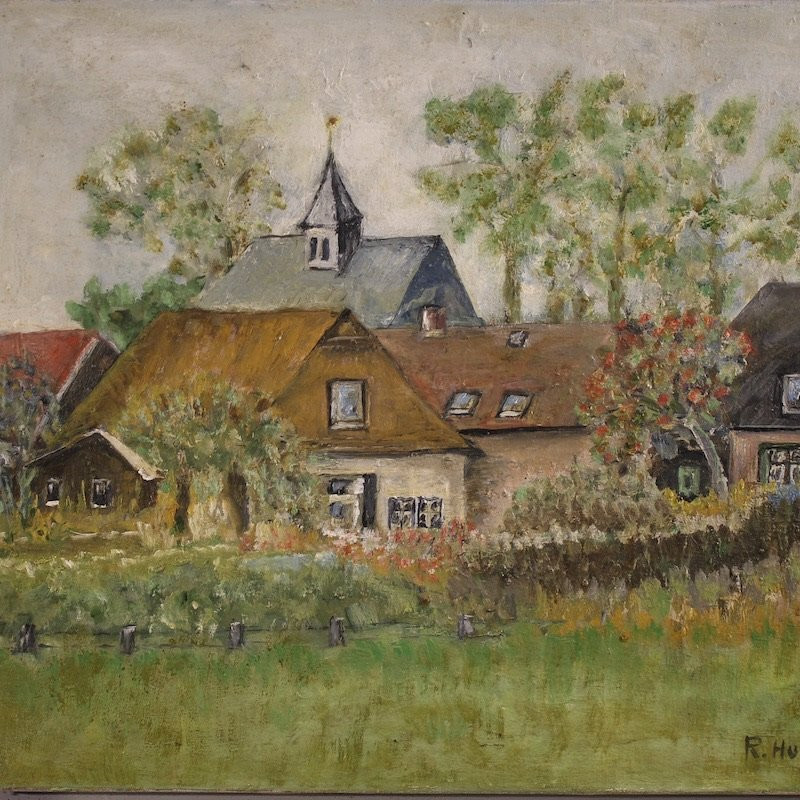 Dipinto olandese veduta di case in stile impressionista-photo-3