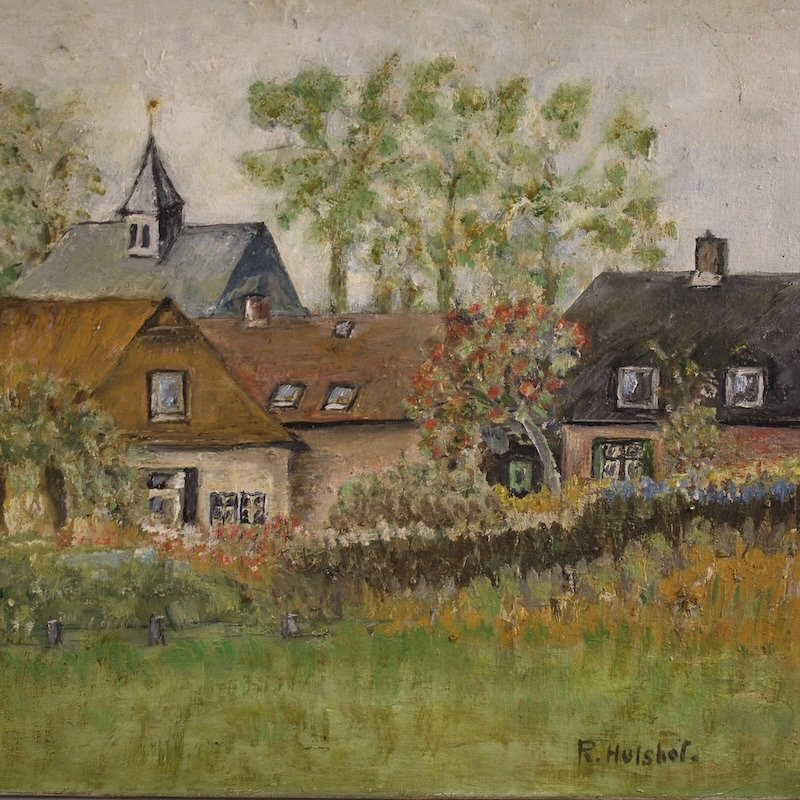 Dipinto olandese veduta di case in stile impressionista-photo-4