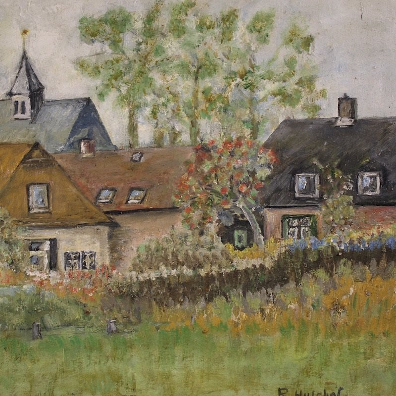 Dipinto olandese veduta di case in stile impressionista-photo-5