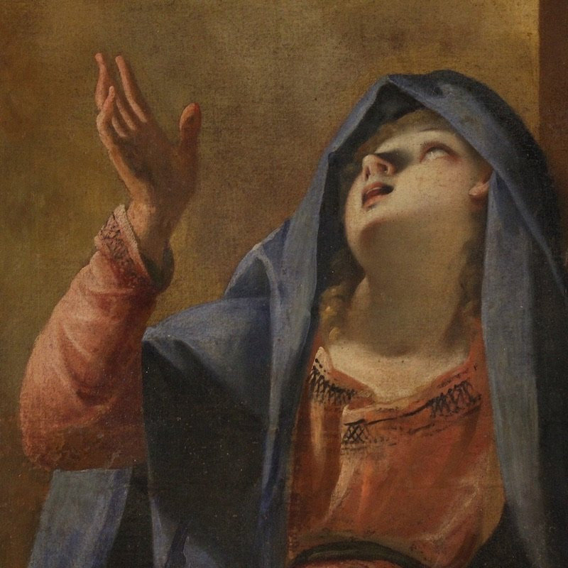 Grande quadro italiano del XVII secolo, Madonna addolorata con angeli-photo-5