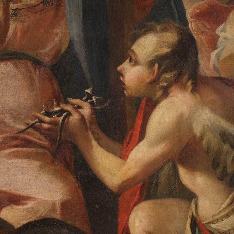 Grande quadro italiano del XVII secolo, Madonna addolorata con angeli-photo-7