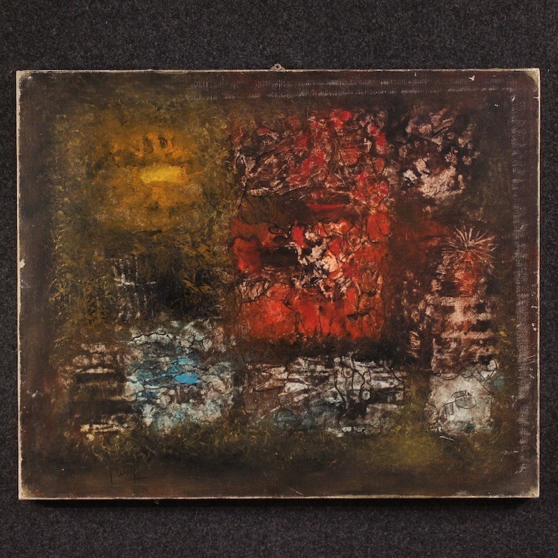 Dipinto americano astratto firmato J. Wolff