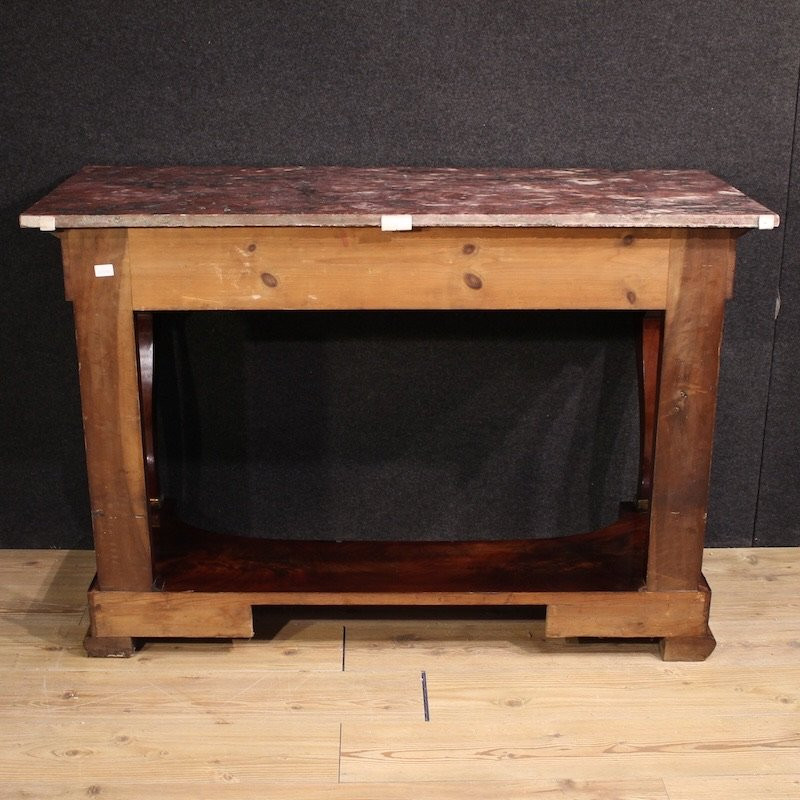 Console italiana stile Impero con piano in marmo del XIX secolo-photo-1