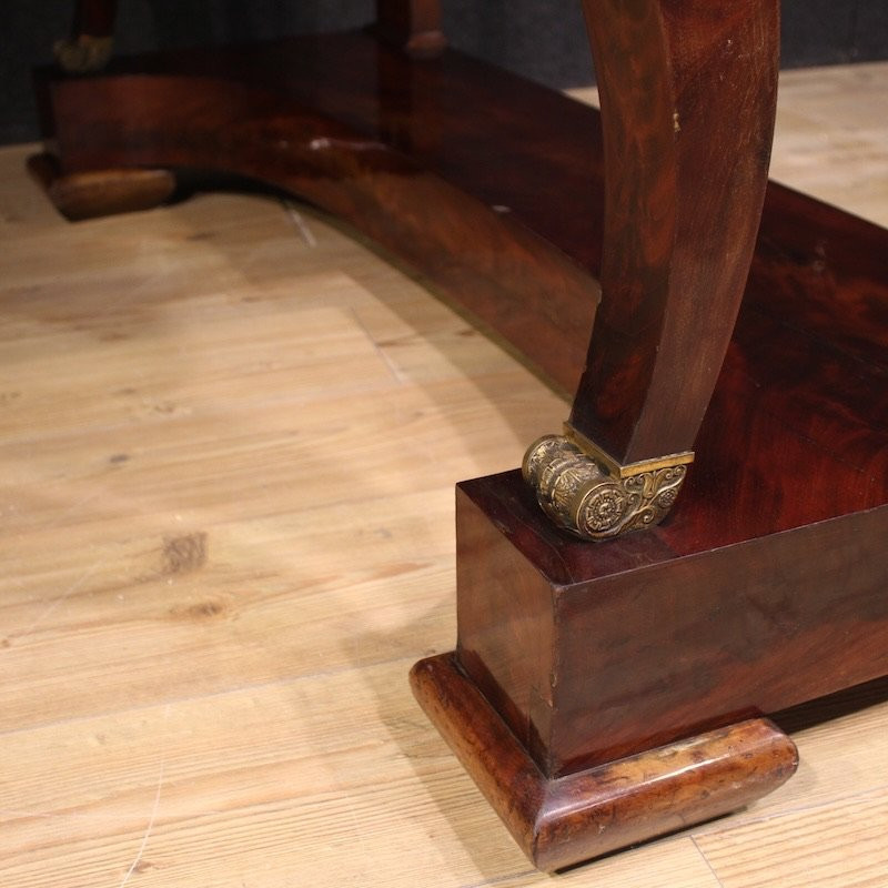 Console italiana stile Impero con piano in marmo del XIX secolo-photo-4