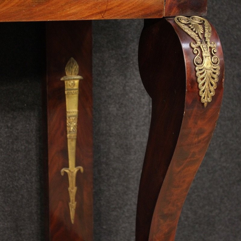 Console italiana stile Impero con piano in marmo del XIX secolo-photo-7