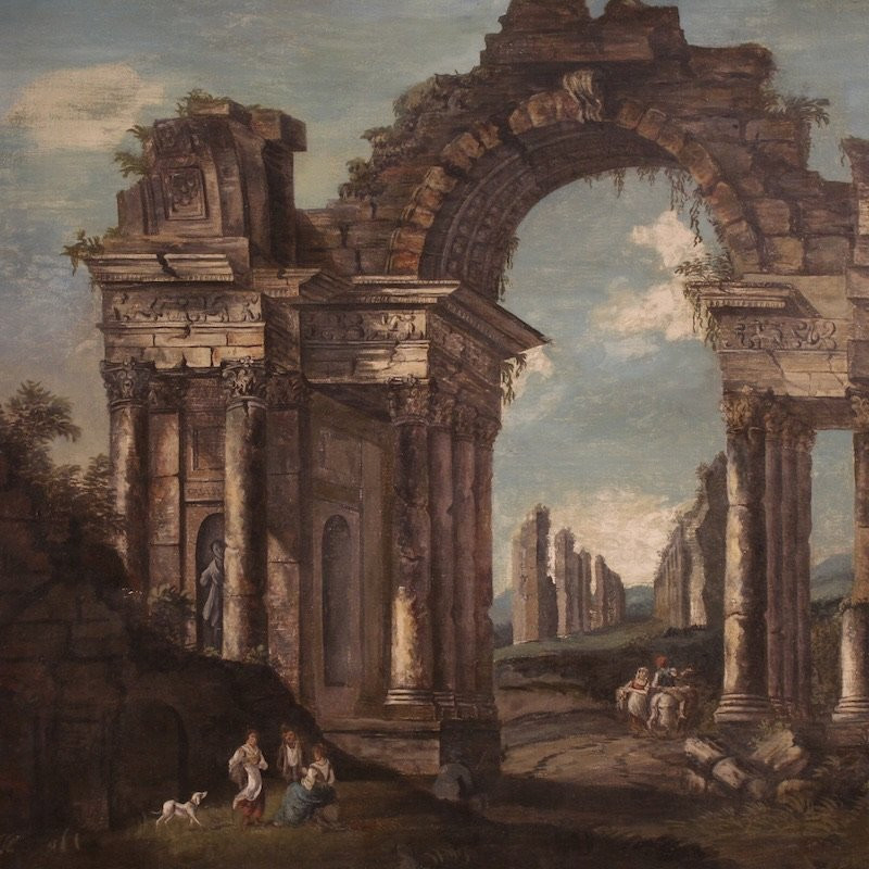 Dipinto italiano capriccio architettonico del XX secolo-photo-3