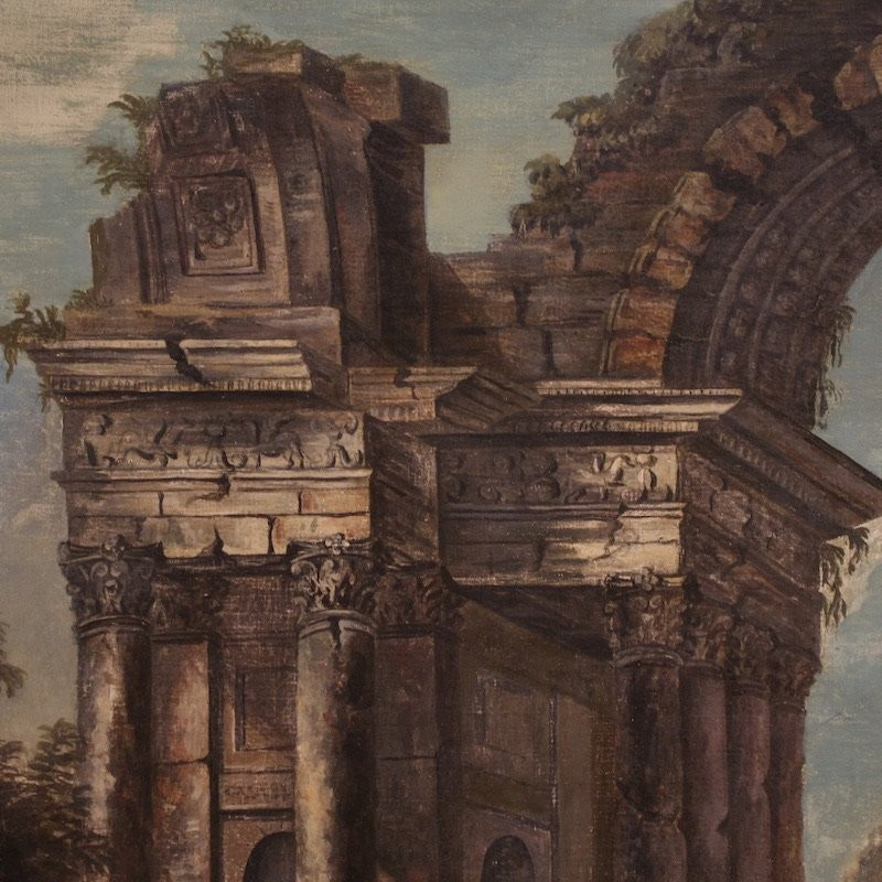 Dipinto italiano capriccio architettonico del XX secolo-photo-4