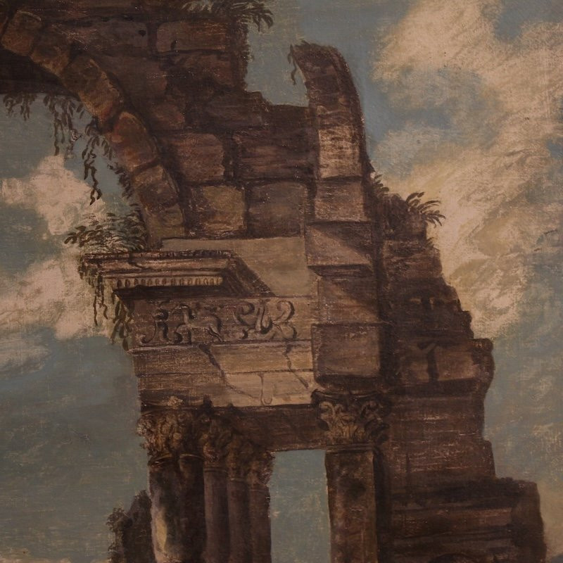 Dipinto italiano capriccio architettonico del XX secolo-photo-6