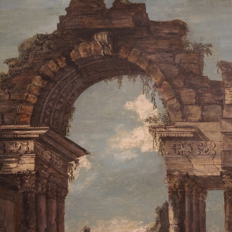 Dipinto italiano capriccio architettonico del XX secolo-photo-8