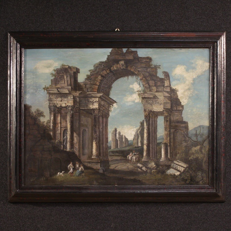 Dipinto italiano capriccio architettonico del XX secolo