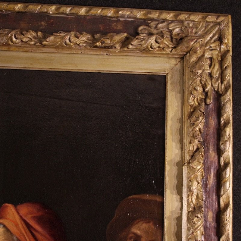 Grande dipinto italiano del XVII secolo, il banchetto di Erode con Salomè e la testa del Battis-photo-3