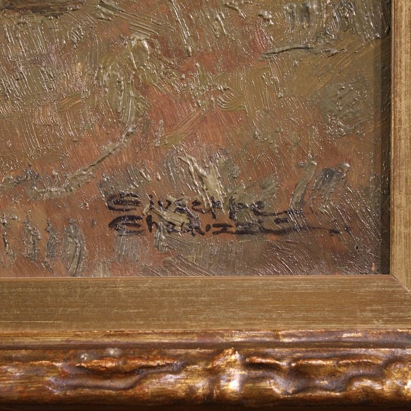 Dipinto italiano paesaggio firmato Giuseppe Gheduzzi del XX secolo-photo-1