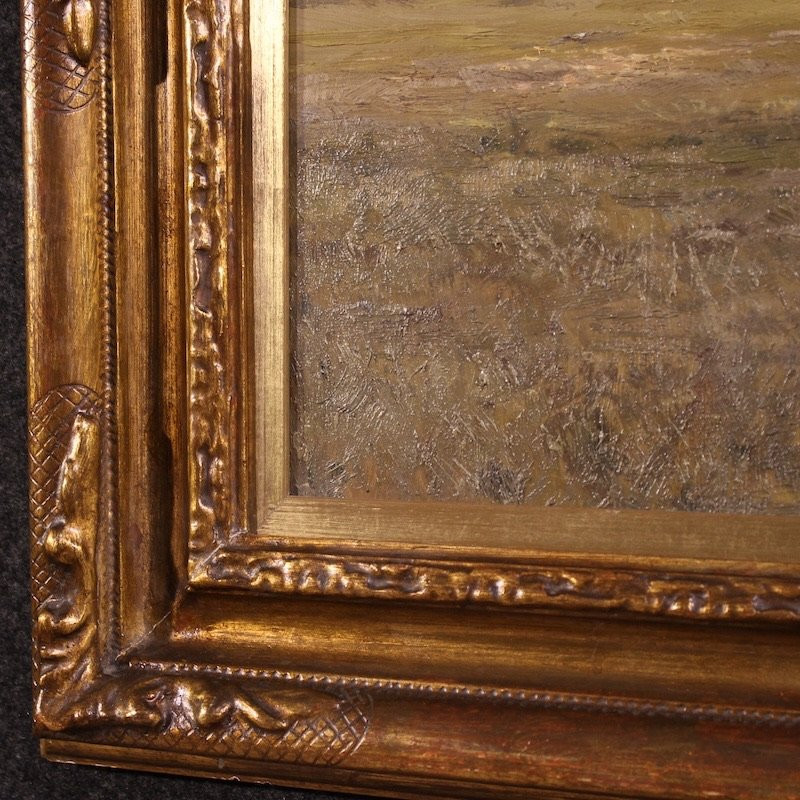 Dipinto italiano paesaggio firmato Giuseppe Gheduzzi del XX secolo-photo-4
