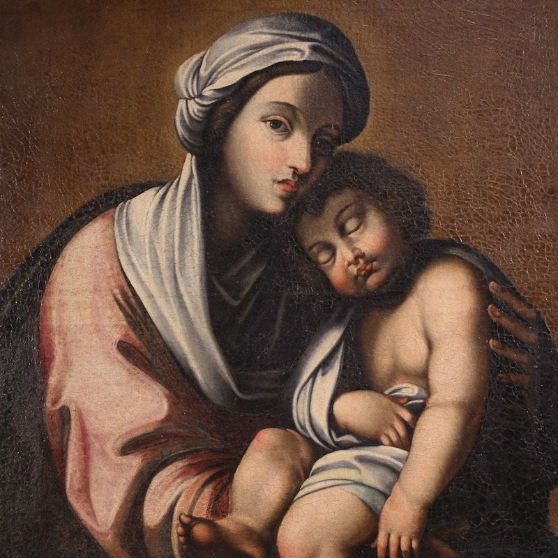Antico dipinto italiano Madonna con Bambino del XVIII secolo-photo-2