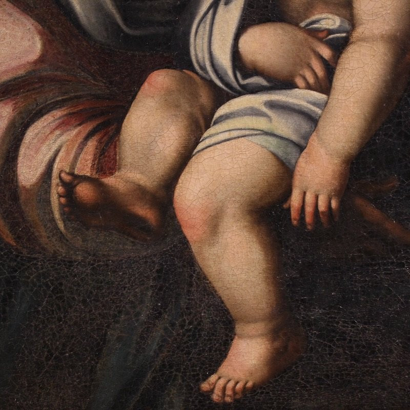 Antico dipinto italiano Madonna con Bambino del XVIII secolo-photo-2