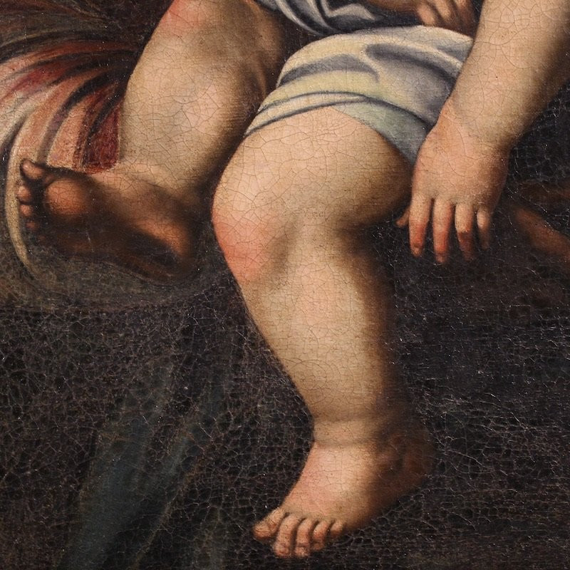 Antico dipinto italiano Madonna con Bambino del XVIII secolo-photo-5