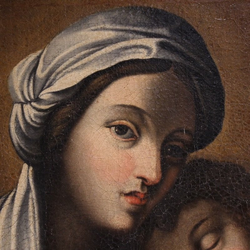 Antico dipinto italiano Madonna con Bambino del XVIII secolo-photo-6