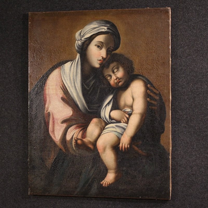Antico dipinto italiano Madonna con Bambino del XVIII secolo-photo-7