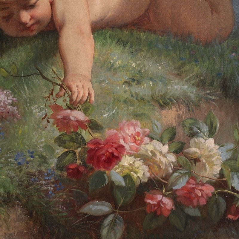 Dipinto italiano Primavera del XIX secolo-photo-7