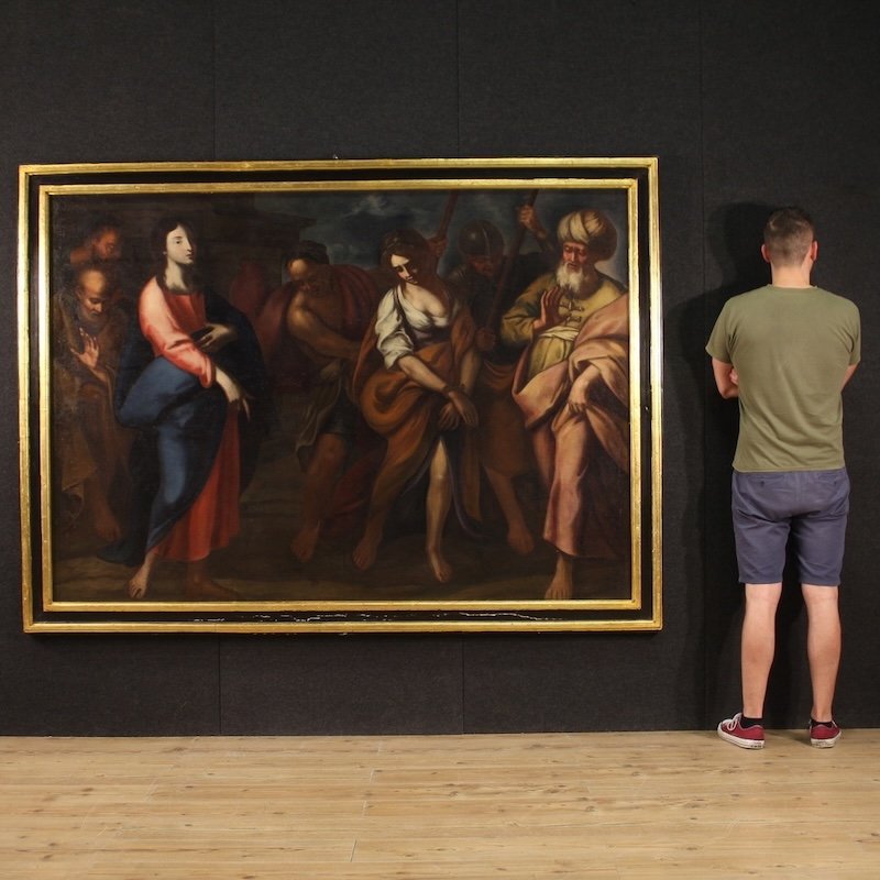 Grande quadro italiano del XVII secolo, Cristo e l’adultera-photo-4