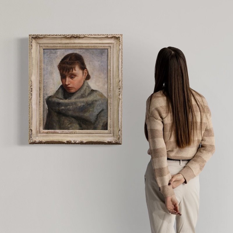 Dipinto italiano ritratto di donna in stile Impressionista-photo-4