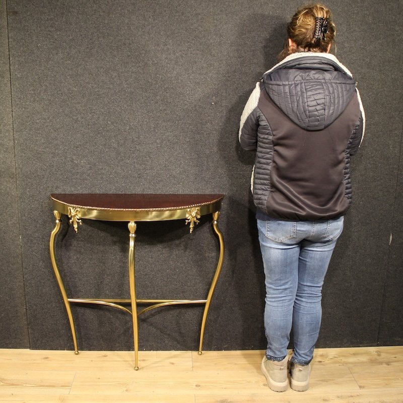 Console italiana in ottone dorato del XX secolo-photo-2