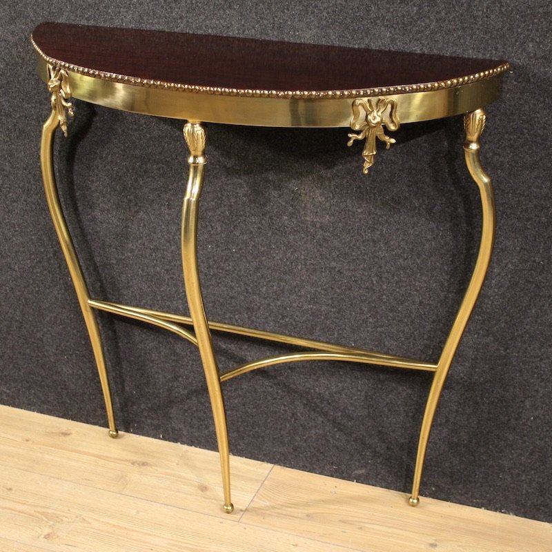 Console italiana in ottone dorato del XX secolo-photo-5