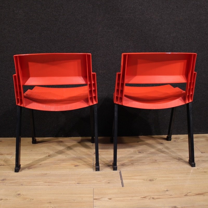 Coppia di sedie modello City rosse Lucci & Orlandini per Lamm-photo-4