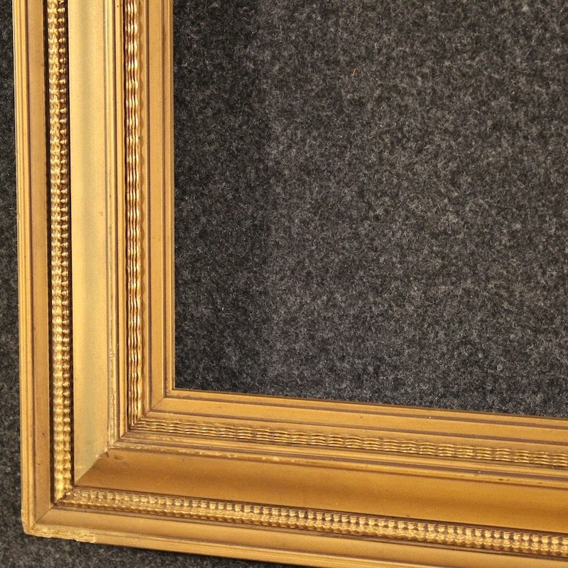 Cornice italiana dorata in legno e gesso del XX secolo-photo-3