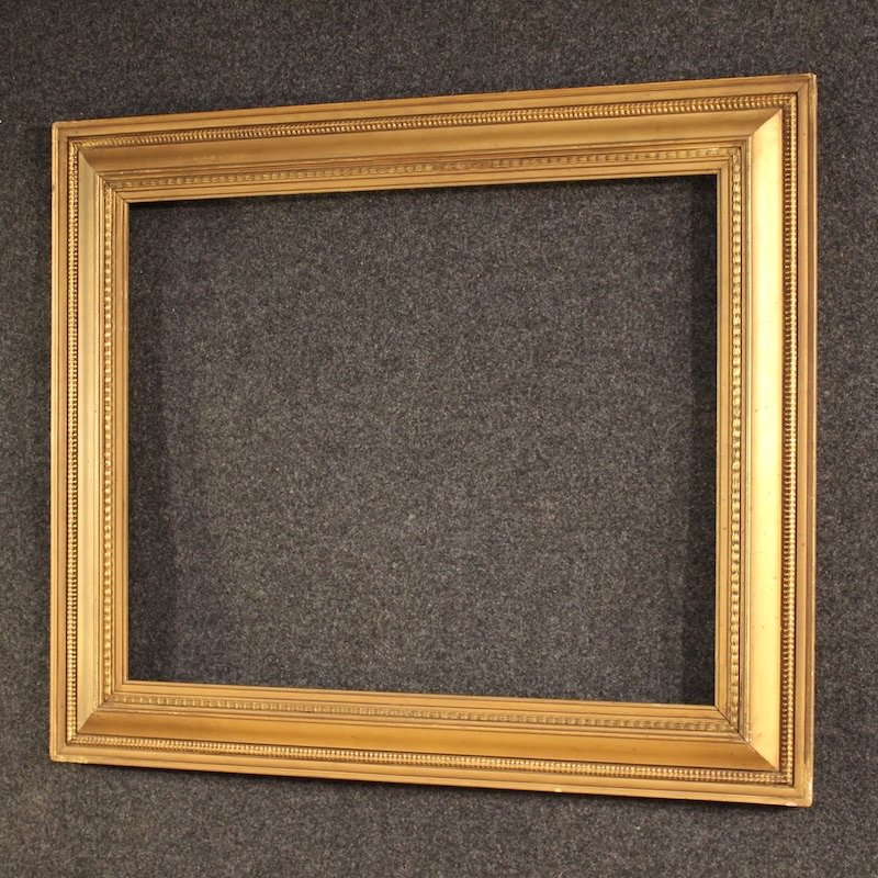 Cornice italiana dorata in legno e gesso del XX secolo-photo-4