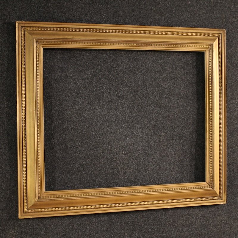 Cornice italiana dorata in legno e gesso del XX secolo-photo-6