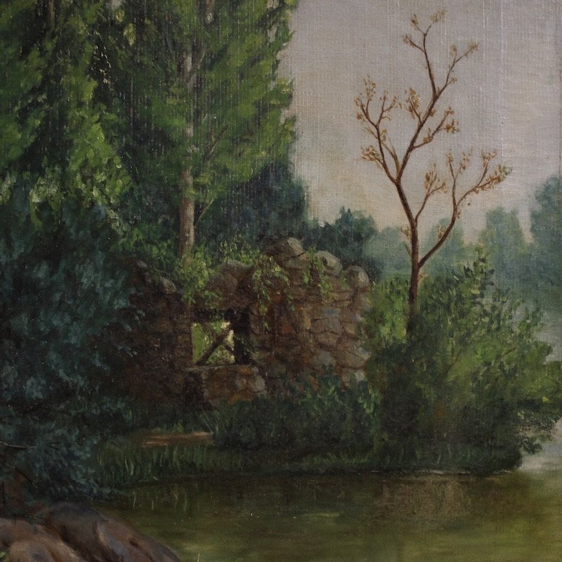 Dipinto spagnolo paesaggio firmato C. Coll 1883-photo-3