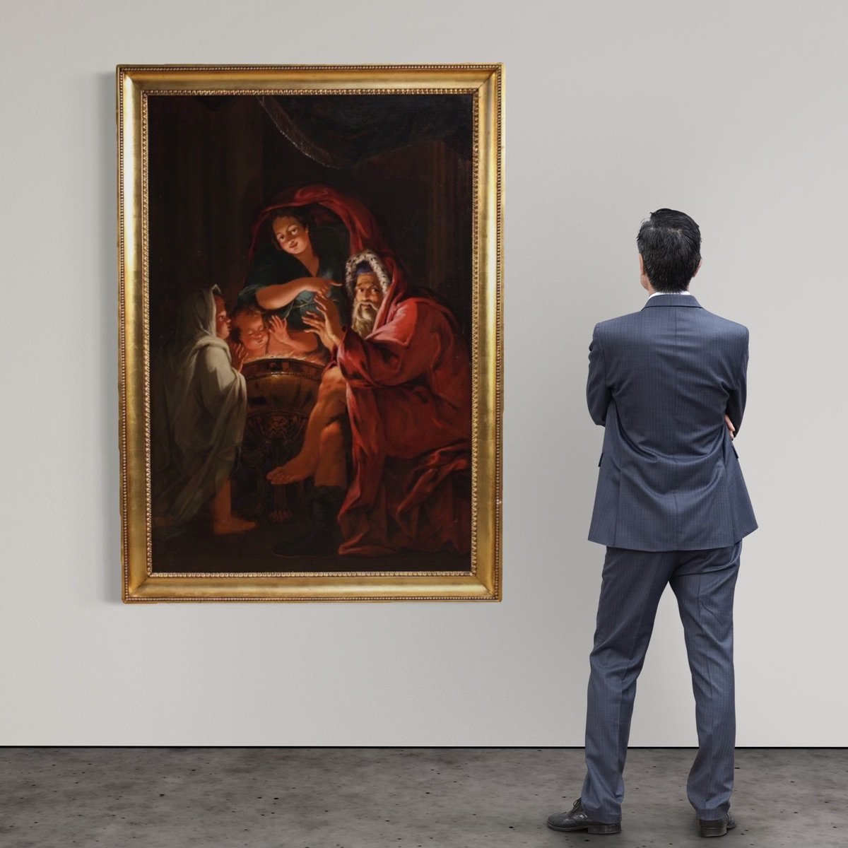 Grande quadro del XVIII secolo, allegoria dell’inverno-photo-2